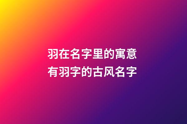 羽在名字里的寓意 有羽字的古风名字